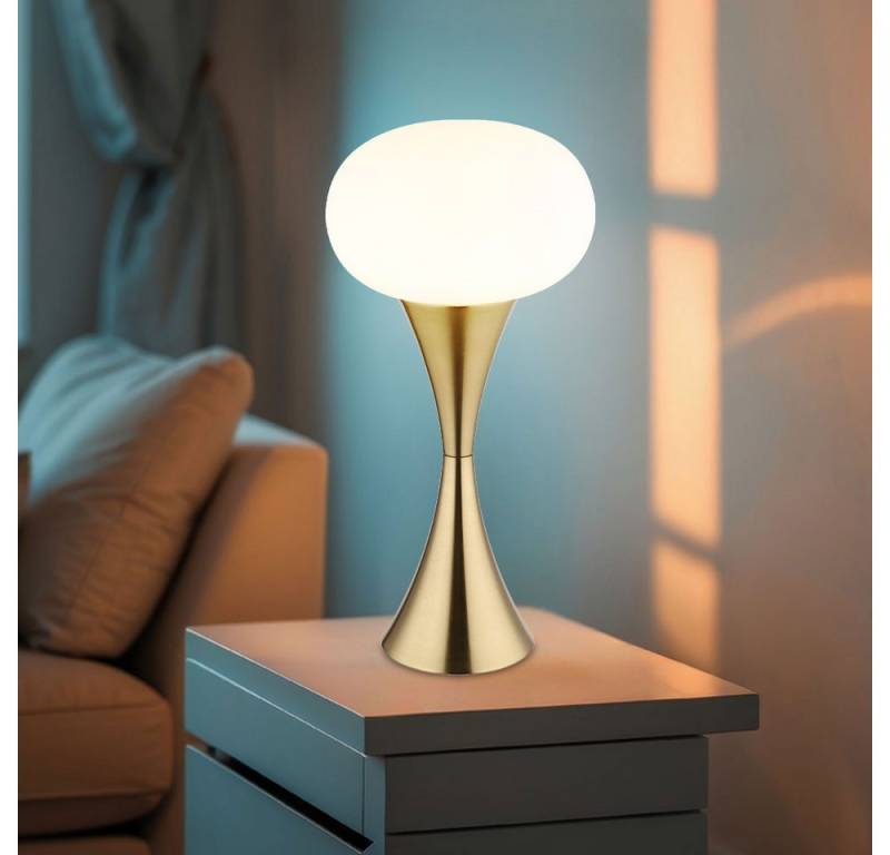 GLOBO LIGHTING LED Tischleuchte, Leuchtmittel inklusive, Warmweiß, Tischleuchte Tischlampe Wohnzimmerlampe messing Opalglas LED H36,9 cm von GLOBO LIGHTING