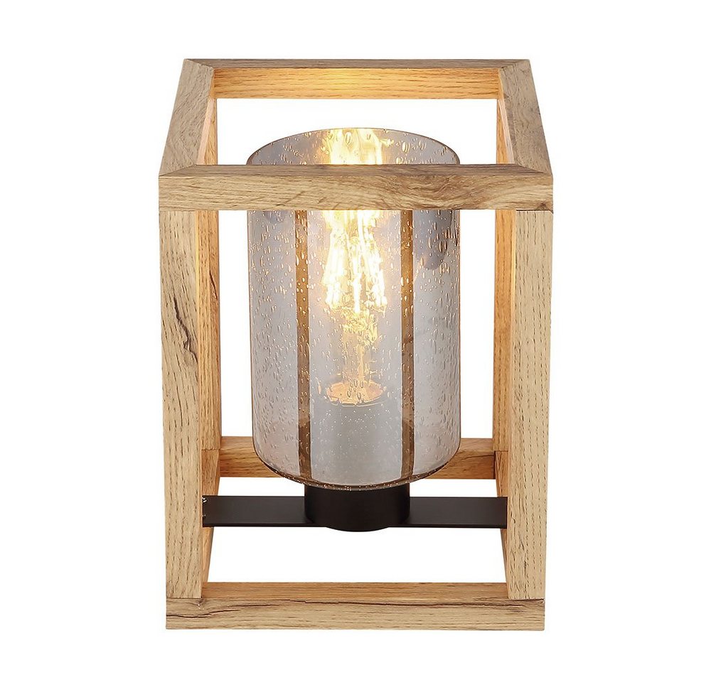 GLOBO LIGHTING Tischleuchte, Leuchtmittel nicht inklusive, Tischlampe Nachttischleuchte Holz Rauchglas Luftblasen schwarz E27 GLOBO LIGHTING Tischleuchte, Leuchtmittel nicht inklusive, Tischlampe Nachttischleuchte Holz Rauchglas Luftblasen schwarz E27 von GLOBO LIGHTING