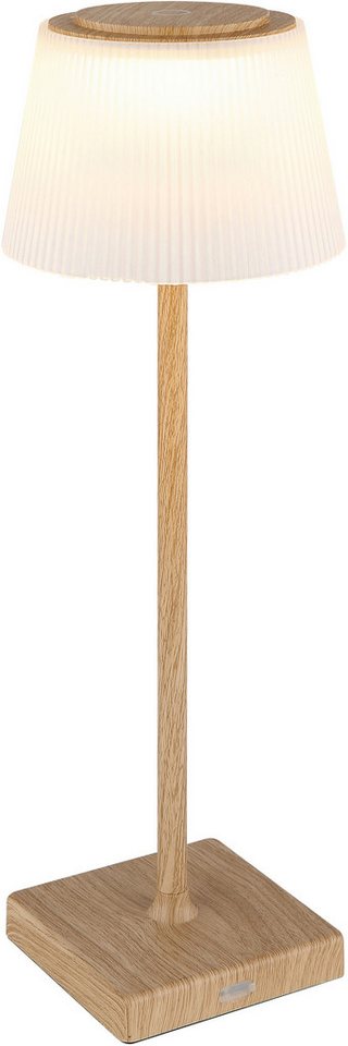 GLOBO LIGHTING LED Tischleuchte GREGOIR, Dimmfunktion, mehrere Helligkeitsstufen, LED fest integriert, Tischlampe/Akku/IP44/Touch Ein/Aus/Touchdimmer/holzoptik von GLOBO LIGHTING