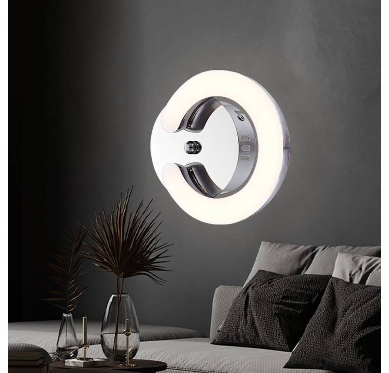 GLOBO LIGHTING LED Wandleuchte, LED-Leuchtmittel fest verbaut, Warmweiß, Kunstvolle 8W LED Wand Leuchte Lampe Diele Chrom Acryl von GLOBO LIGHTING