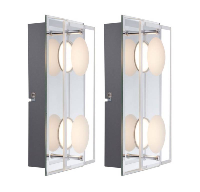 GLOBO LIGHTING LED Wandleuchte, LED-Leuchtmittel fest verbaut, Warmweiß, LED Wand Leuchte Glas Schlaf Zimmer Beleuchtung Chrom Bad Lampe Globo von GLOBO LIGHTING