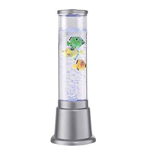 GLOBO LED Wassersäule Sprudelsäule mit drei Deko-Fischen RGB-Farbwechsler Deko-Tischleuchte mit Fischen, Kunststoff, LED Farbwechsler, DxH 12,5x36 cm von GLOBO