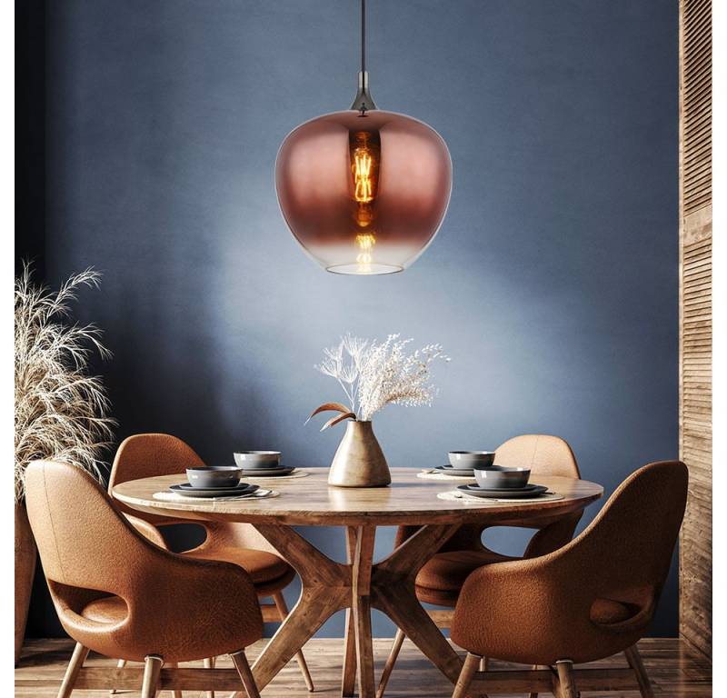 GLOBO LIGHTING LED Pendelleuchte, Leuchtmittel inklusive, Warmweiß, Esszimmerleuchte Hängelampe Pendelleuchte Glas kupfer LED H 120 cm von GLOBO LIGHTING
