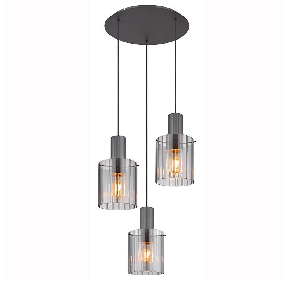 GLOBO LIGHTING Pendelleuchte, Leuchtmittel nicht inklusive, Hängeleuchte Pendelleuchte Esszimmerlampe Textil Glas rauchfarben 3 GLOBO LIGHTING Pendelleuchte, Leuchtmittel nicht inklusive, Hängeleuchte Pendelleuchte Esszimmerlampe Textil Glas rauchfarben 3 von GLOBO LIGHTING