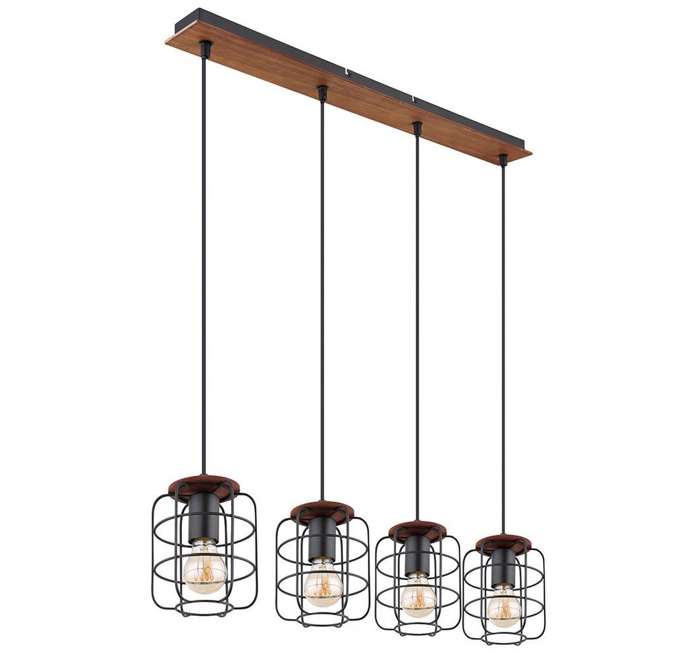 GLOBO LIGHTING Pendelleuchte, Leuchtmittel nicht inklusive, Hängelampe Pendelleuchte Esstischleuchte Käfig-Design Holz schwarz von GLOBO LIGHTING