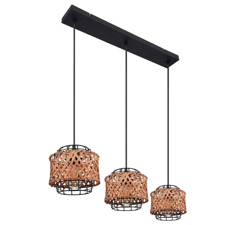 GLOBO LIGHTING Pendelleuchte, Leuchtmittel nicht inklusive, Pendel Leuchte Hängelampe Käfig-Design Bambusgeflecht schwarz natur von GLOBO LIGHTING