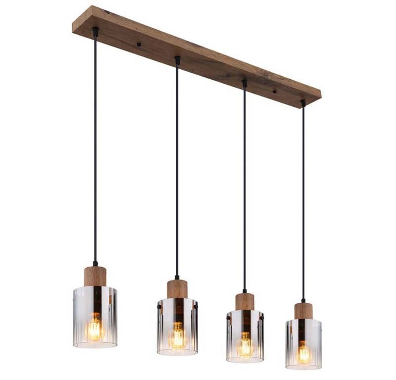 GLOBO LIGHTING Hängeleuchte, Leuchtmittel nicht inklusive, Pendelleuchte Hängelampe Holzlampe Wohnzimmerlampe 4 flammig Glas von GLOBO LIGHTING