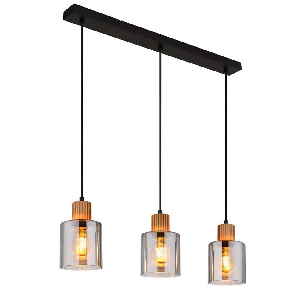 GLOBO LIGHTING Pendelleuchte, Leuchtmittel nicht inklusive, Pendelleuchte Hängelampe Wohnzimmerlampe 3 flammig E27 Holz Rauchglas GLOBO LIGHTING Pendelleuchte, Leuchtmittel nicht inklusive, Pendelleuchte Hängelampe Wohnzimmerlampe 3 flammig E27 Holz Rauchglas von GLOBO LIGHTING