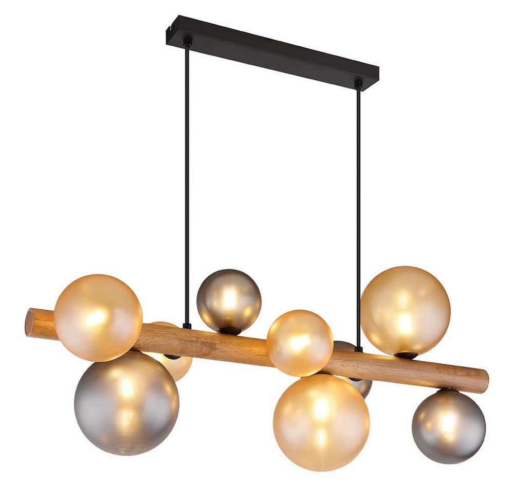 GLOBO LIGHTING Pendelleuchte, Leuchtmittel nicht inklusive, Pendelleuchte Hängeleuchte Deckenleuchte Glas Holz schwarz von GLOBO LIGHTING