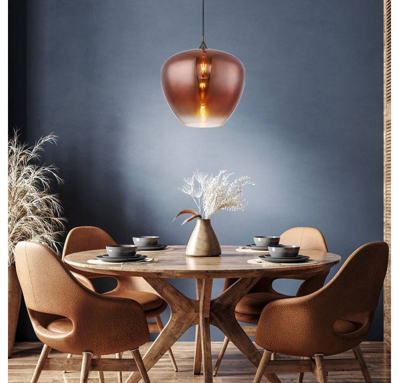 GLOBO LIGHTING Pendelleuchte, Leuchtmittel nicht inklusive, Pendelleuchte Hängelampe Esszimmerleuchte schwarz-matt Glas kupfer von GLOBO LIGHTING
