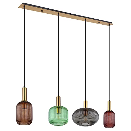 GLOBO LIGHTING Pendelleuchte mit 4 Glasschirmen mehrfarbig, 115cm lang GLOBO LIGHTING Pendelleuchte mit 4 Glasschirmen mehrfarbig, 115cm lang von GLOBO