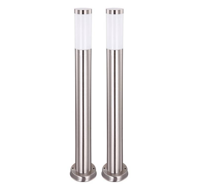 GLOBO LIGHTING Pollerleuchte, Leuchtmittel nicht inklusive, 2er Set Stand Leuchte Veranda Hof Haus Tür Edelstahl Steh Beleuchtung von GLOBO LIGHTING