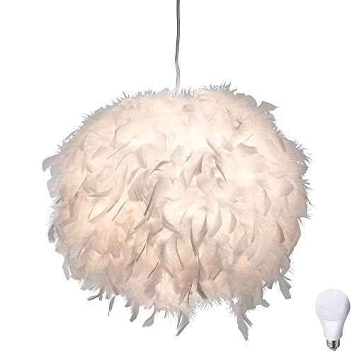 GLOBO LIGHTING RGB LED Hänge Lampe Fernbedienung Pendel Leuchte dimmbar Wohn Raum Feder Kugel Beleuchtung weiß, Leuchtmittel:LED E27 von GLOBO