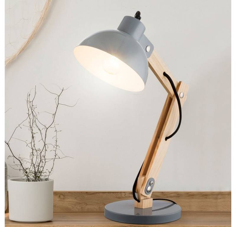 GLOBO LIGHTING Schreibtischlampe, Tischleuchten aus Holz mit beweglichem Spot Nachttischlampen, schwarz von GLOBO LIGHTING