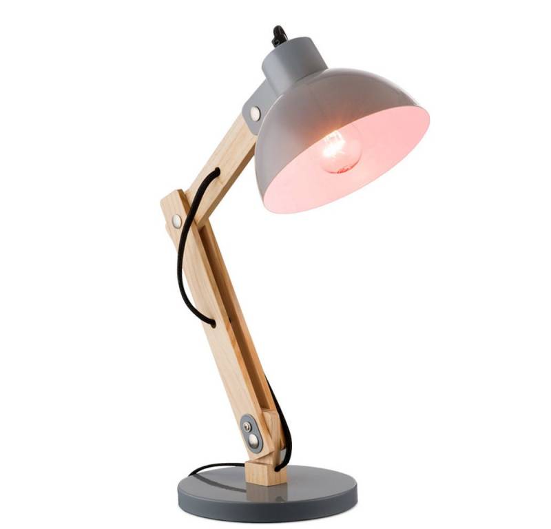 GLOBO LIGHTING Schreibtischlampe, Warmweiß, Farbwechsel, Tischlampe Tischleuchte Holzlampe dimmbar Fernbedienung grau LED 45cm von GLOBO LIGHTING