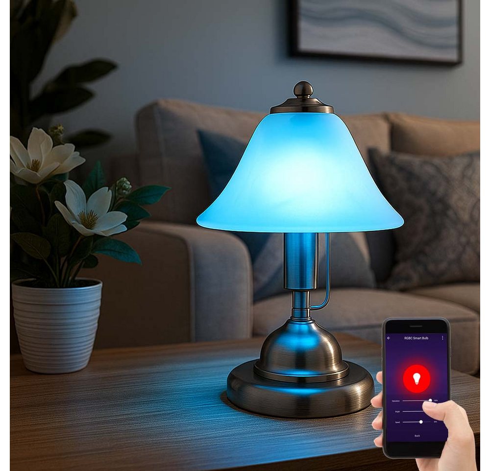 GLOBO LIGHTING Smarte LED-Leuchte, Leuchtmittel inklusive, Kaltweiß, Warmweiß, Neutralweiß, Tageslichtweiß, Farbwechsel, Tischlampe Tischleuchte Nachttischlampe dimmbar Smart LED RGB von GLOBO LIGHTING