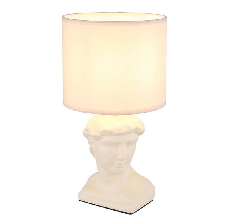 GLOBO LIGHTING Tischleuchte, Leuchtmittel nicht inklusive, Tischlampe Beistellleuchte Textil Keramik creme Statue Skulptur von GLOBO LIGHTING