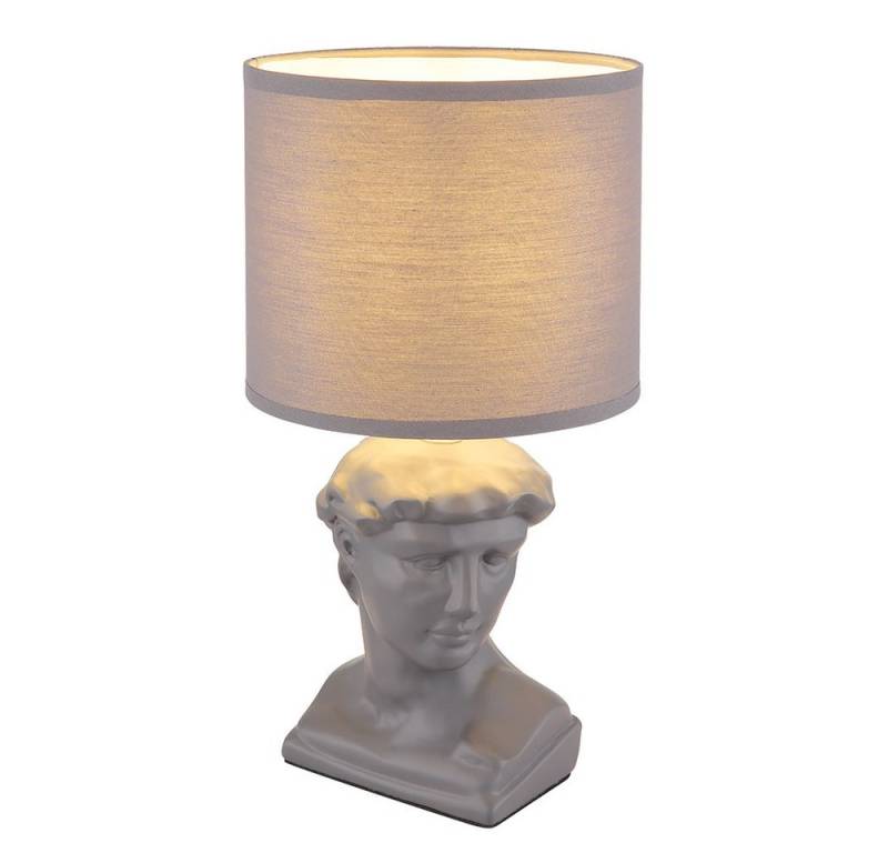 GLOBO LIGHTING Tischleuchte, Leuchtmittel nicht inklusive, Tischlampe Beistellleuchte Textil Keramik grau Statue Skulptur von GLOBO LIGHTING