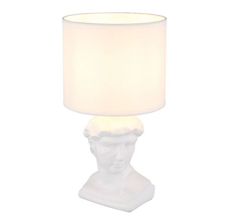 GLOBO LIGHTING Tischleuchte, Leuchtmittel nicht inklusive, Tischlampe Beistellleuchte Textil Keramik weiß Statue Skulptur von GLOBO LIGHTING