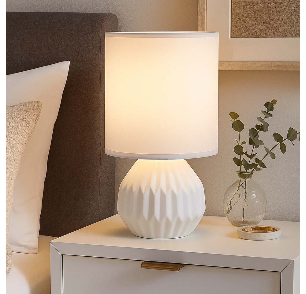 GLOBO LIGHTING Tischleuchte, Leuchtmittel nicht inklusive, Tischlampe Tischleuchte Nachttischlampe Keramik Textil weiß H 23 cm GLOBO LIGHTING Tischleuchte, Leuchtmittel nicht inklusive, Tischlampe Tischleuchte Nachttischlampe Keramik Textil weiß H 23 cm von GLOBO LIGHTING