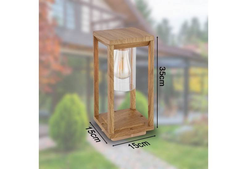 GLOBO LIGHTING Tischleuchte LED Außenleuchte Außenlampe Garten Tischleuchte Laterne Holzoptik von GLOBO LIGHTING