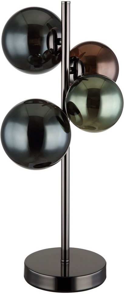 GLOBO LIGHTING LED Tischleuchte RIHA, Leuchtmittel wechselbar, Warmweiß, Nachttischlampe, Flur, Wohnzimmer, Glas, Design von GLOBO LIGHTING