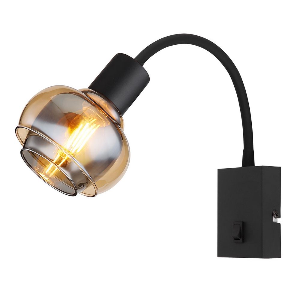 GLOBO LIGHTING Wandleuchte, Leuchtmittel inklusive, Warmweiß, Wandleuchte Wandlampe Glas amber LED Metall schwarz H 46,5 cm GLOBO LIGHTING Wandleuchte, Leuchtmittel inklusive, Warmweiß, Wandleuchte Wandlampe Glas amber LED Metall schwarz H 46,5 cm von GLOBO LIGHTING