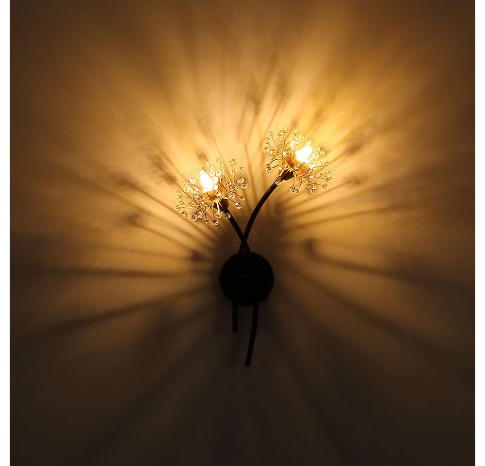 GLOBO LIGHTING Wandleuchte, Leuchtmittel nicht inklusive, Wandleuchte Flurlampe Kristallleuchte Blume gold schwarz 2-Flammig G9 GLOBO LIGHTING Wandleuchte, Leuchtmittel nicht inklusive, Wandleuchte Flurlampe Kristallleuchte Blume gold schwarz 2-Flammig G9 von GLOBO LIGHTING