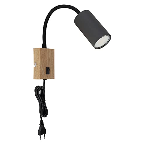 GLOBO LIGHTING Wandleuchte Holz mit Stecker und Kabel Wandlampe Innen mit Schalter Schlafzimmer Wandlampe Bett, Schwanenhals, Metall graphit Holzoptik, 1x GU10, BxHxÜ 7x44x32 cm GLOBO LIGHTING Wandleuchte Holz mit Stecker und Kabel Wandlampe Innen mit Schalter Schlafzimmer Wandlampe Bett, Schwanenhals, Metall graphit Holzoptik, 1x GU10, BxHxÜ 7x44x32 cm von GLOBO