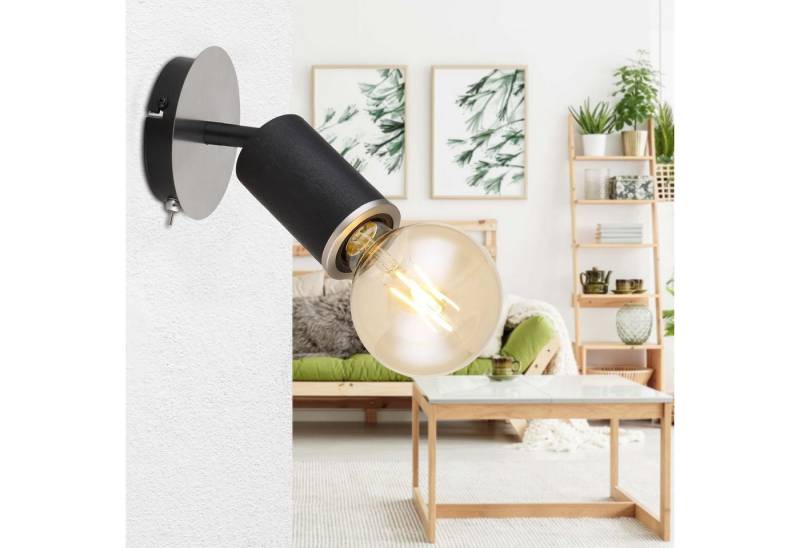 GLOBO LIGHTING Wandleuchte Wandleuchte mit Schalter Wandlampe Innen Wandstrahler Schwarz 54032-1B von GLOBO LIGHTING