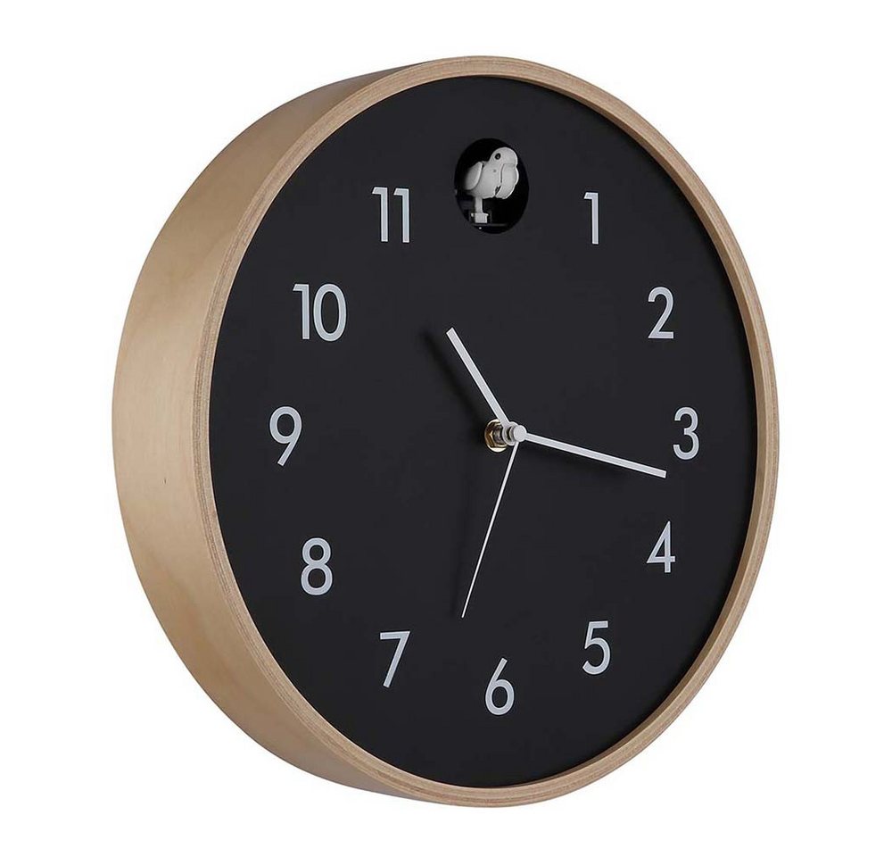 GLOBO LIGHTING Wanduhr (Wanduhr Kuckucksuhr Holzuhr analog schwarz natur D 31,5 cm) von GLOBO LIGHTING