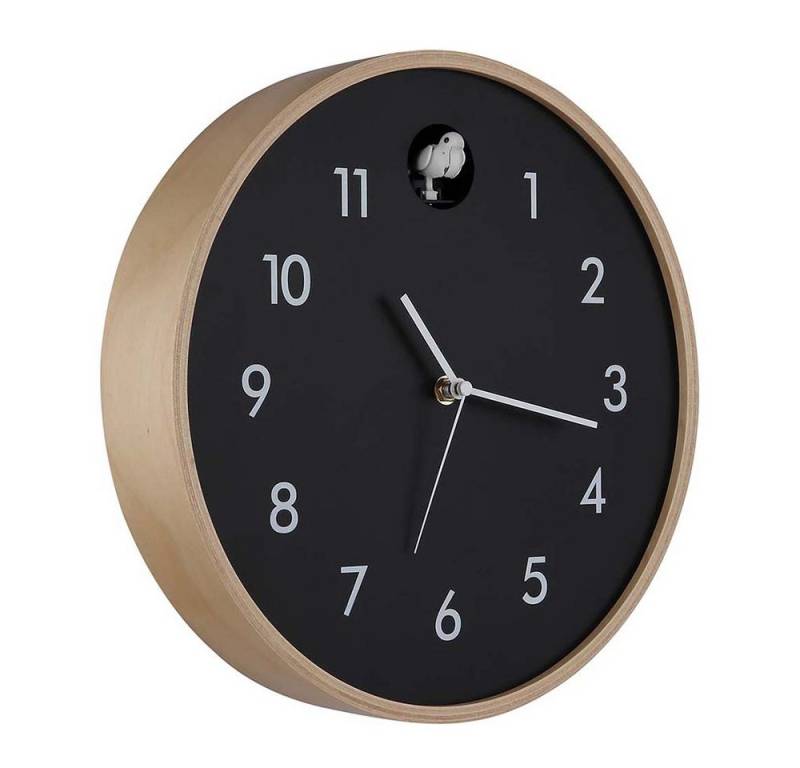 GLOBO LIGHTING Wanduhr (Wanduhr Kuckucksuhr Holzuhr analog schwarz natur D 31,5 cm) von GLOBO LIGHTING