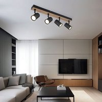 Globo Lighting - Deckenlampe Deckenleuchte 4 flammig beweglich Spotleuchte schwarz Holzoptik mit verstellbaren Spots, Metall schwarz, 4x GU10 von GLOBO LIGHTING