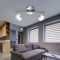 Deckenlampe Deckenleuchte Spotlampe Spotleuchte Wohnzimmerlampe, Spots beweglich, Nickel matt, led 5W 375Lm warmweiß, LxBxH 35,5x8x18,5cm von GLOBO LIGHTING