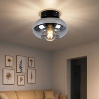 Globo Lighting - Deckenlampe Rauchglas Deckenleuchte Glas Rauchglas Deckenleuchte Vintage, Retrodesign Wohnzimmer, Metall schwarz, 1x led 7W 806Lm von GLOBO LIGHTING