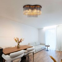 Globo Lighting - Deckenleuchte Deckenlampe Wohnzimmerlampe Metall Schwarz-matt Glasstäbe l 60 cm von GLOBO LIGHTING