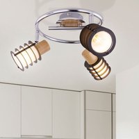 Globo Lighting - Deckenleuchte Metall Holz Esszimmer Designlampe Spotrondell Chrom schwarz braun Deckenlampe Wohnzimmer, aus Glas, bewegliche Spots, Globo Lighting - Deckenleuchte Metall Holz Esszimmer Designlampe Spotrondell Chrom schwarz braun Deckenlampe Wohnzimmer, aus Glas, bewegliche Spots, von GLOBO LIGHTING