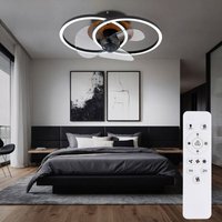 Globo Lighting - Deckenventilator Deckenleuchte Raumlüfter Wohnzimmerlampe Schlafzimmerleuchte Ventilator, Metall Alu Holzoptik schwarz, dimmbar von GLOBO LIGHTING