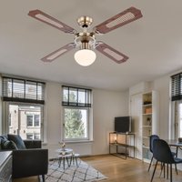 Globo Lighting - Deckenventilator mit Zugschalter Ventilatorlampe Decke 3 Stufen Ventilator mit Fernbedienung Deckenleuchte, Vor-Rücklauf, Eiche von GLOBO LIGHTING