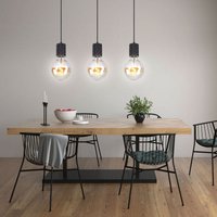 Hängelampe Esszimmerlampe Pendelleuchte 1 flammig Wohnzimmerlampe schwarz, Metall Aluminium, 1x E27, DxH 12 x 160 cm, 3er Set von GLOBO LIGHTING