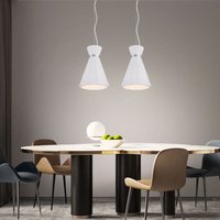 Globo Lighting - Hängelampe Pendelleuchte Wohnzimmer Hängeleuchte Pendellampe Gips weiß Kegelleuchte, Metall Chromring, 1x E27 Fassung, DxH 20x177,5 von GLOBO LIGHTING