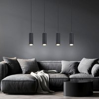 Hängelampe Pendelleuchte schwarz Deckenlampe 4-flammig Esstisch Schlafzimmerleuchte hängend, Metall matt, 4xGU10 Fassungen Metall, LxBxH 65x6x120 cm von GLOBO LIGHTING