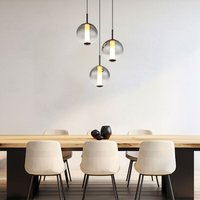 Globo Lighting - Hängeleuchte Pendellampe Esstischlampe Glaskugeln rauch 3 flammig led h 120 cm von GLOBO LIGHTING