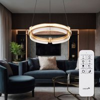 Hängeleuchte Pendellampe Esszimmerleuchte Wohnzimmerlampe Küchenleuchte, Metall Aluminium Kristalle gold, dimmbar Fernbedienung cct, led 36W 2000Lm von GLOBO LIGHTING