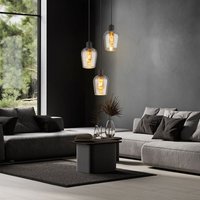 Hängeleuchte Rauchglas Esstischleuchte 3-Flammig Pendelleuchte Glasschirme schwarz, Metall, 3x E27 Fassung, DxH 28,5x150 cm von GLOBO LIGHTING