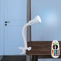 Klemmleuchte Flexo Schreibtischleuchte weiß Klemmlampe Leseleuchte beweglich, Fernbedienung dimmbar, 1x rgb led 4,8W 470Lm warmweiß, h max. 48 cm Klemmleuchte Flexo Schreibtischleuchte weiß Klemmlampe Leseleuchte beweglich, Fernbedienung dimmbar, 1x rgb led 4,8W 470Lm warmweiß, h max. 48 cm von GLOBO LIGHTING