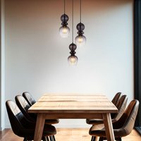 Globo Lighting - Pendelleuchte Hängelampe Esszimmerleuchte Rauchglas 3-Flammig E27 schwarz matt von GLOBO LIGHTING