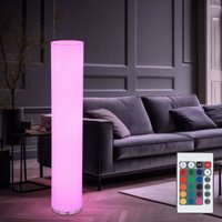 Globo Lighting - Stehleuchte Säulenlampe Wohnzimmer modern 3 flammig Stehleuchte mit Textilschirm, Metall weiß, Fernbedienung dimmbar, 3x rgb led 9W von GLOBO LIGHTING