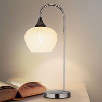 Tischleuchte Beistelllampe Leselampe Metall schwarz-chrom Nachtlicht, 1x E27 led warmweiß, Länge x Breite x Höhe 27,5 x 16 x 54 cm, Wohnzimmer von GLOBO LIGHTING