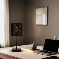 Tischleuchte Beistellleuchte led Tischlampe Wohnzimmerlampe Musterleuchte Designlampe mit Textilschirm, Metall schwarz, 5W 470lm warmweiß, DxH 15x35 von GLOBO LIGHTING